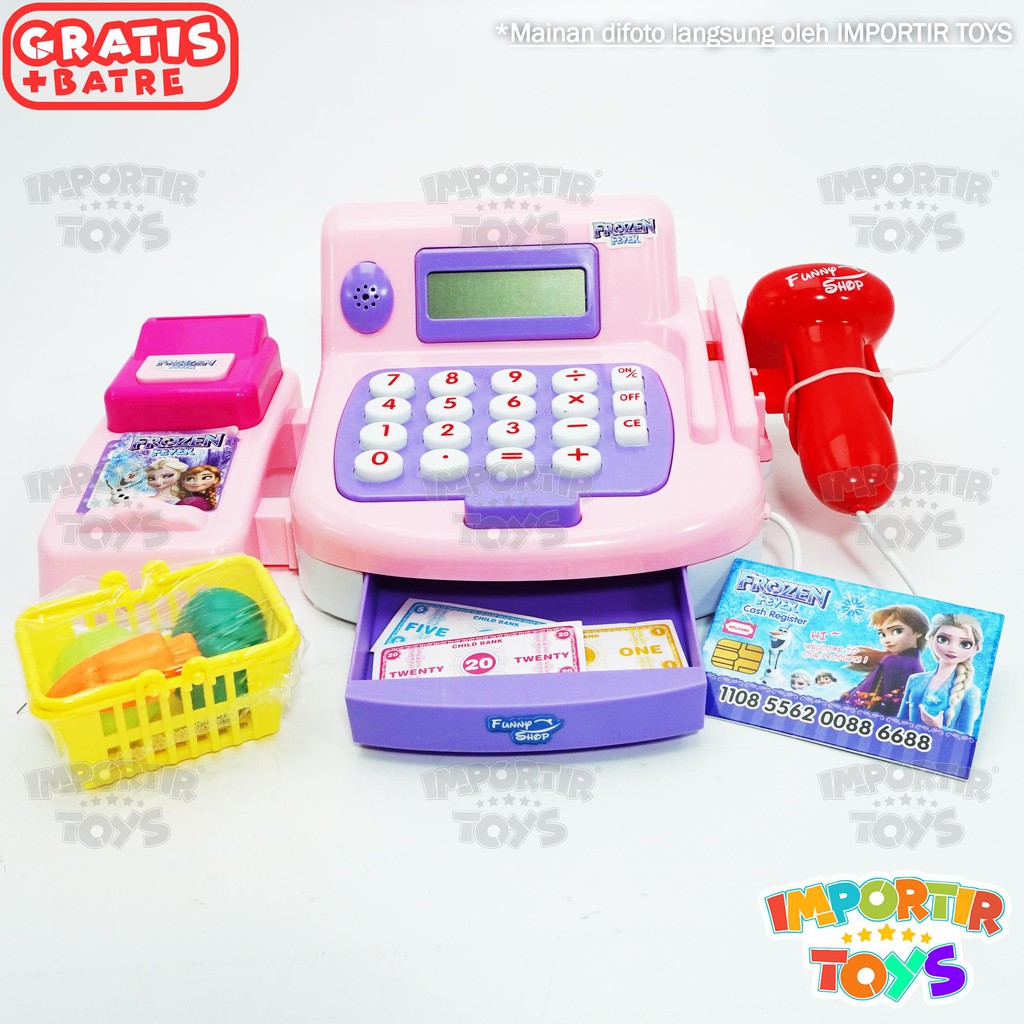 Mainan Cash Register Mesin Kasir Frozen Feyer Berkualitas Pink Lucu Unik