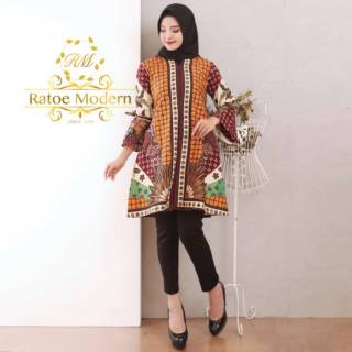  Tunik  Batik  Ratoe Modern kode 557 Sleting depan Busui 