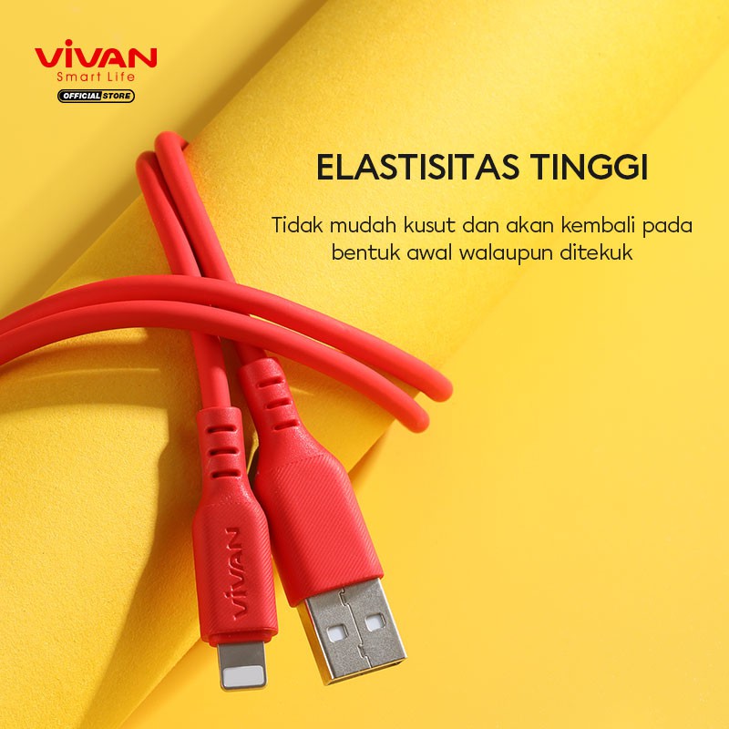VIVAN Kabel Data iPhone 2.4A Silicone Full SR Coverage Quick Charge Garansi 1 Tahun VSL100