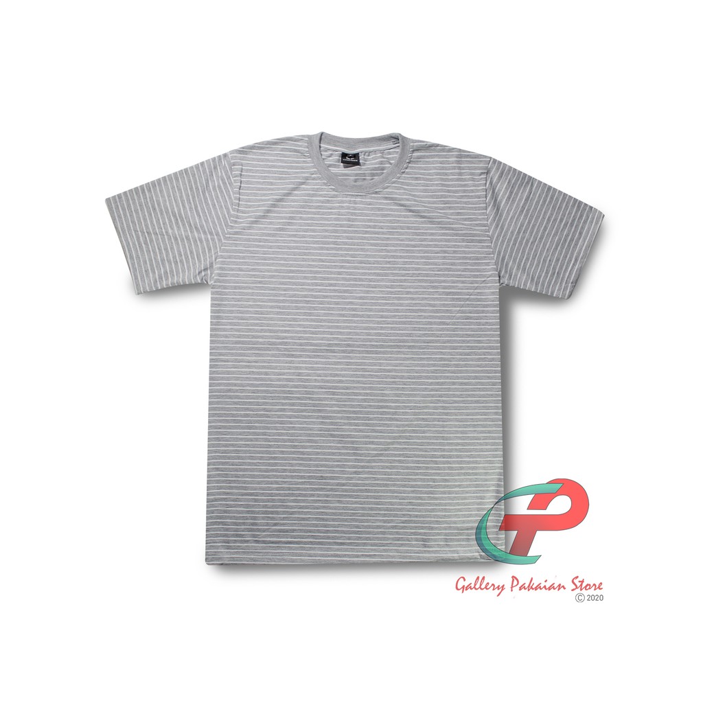 KAOS SALUR GARIS-GARIS ABU PUTIH size dewasa bahan cotton 30s lembut nyaman dipakai