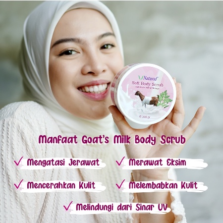 ⭐ BAGUS ⭐ V NATURAL BODY SCRUB 300gr | Lulur Badan Goat Milk Hydra Boost Pomegranate Collagen