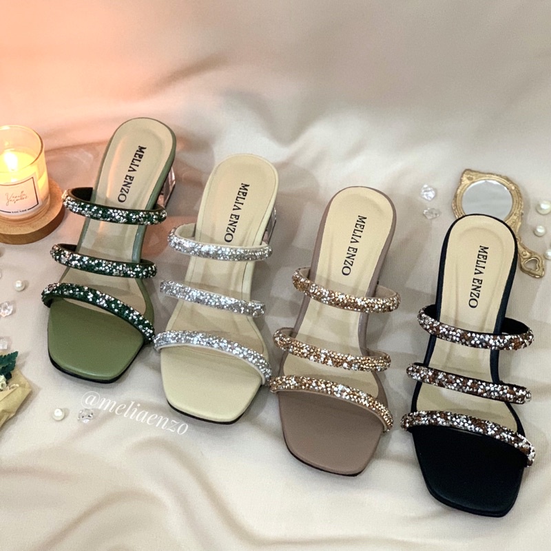 Meliaenzo - Sendal Hak Kaca | Sendal Hak Tali | Sendal Wedding | Heels