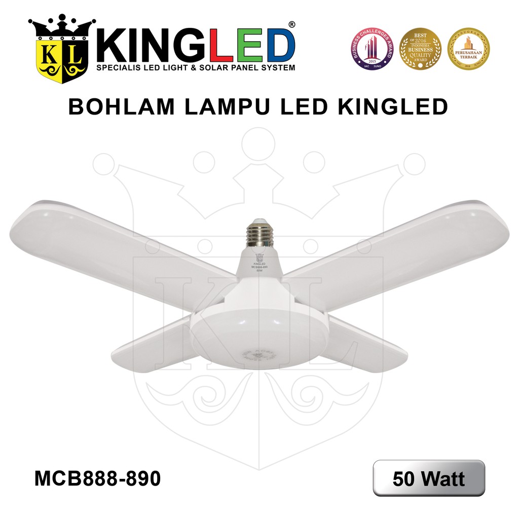 KINGLED Lampu Bola LED 50Watt Model Kipas White / Warm White