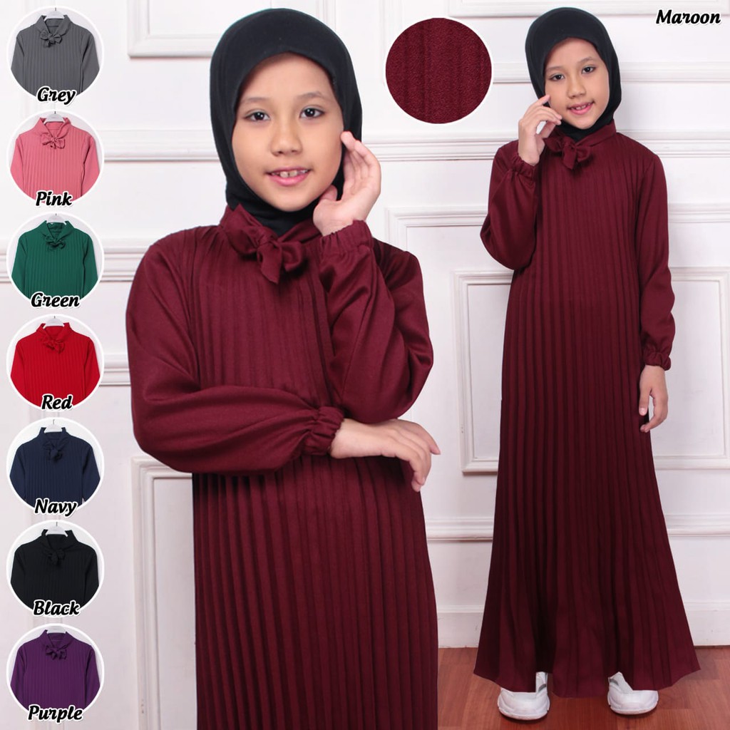 (RealPict) GAMIS PLISKET ANAK MAXY DRESS PLISKET PRISKET PLEATED LONGDRESS MAXI LEBARAN MAYUNG