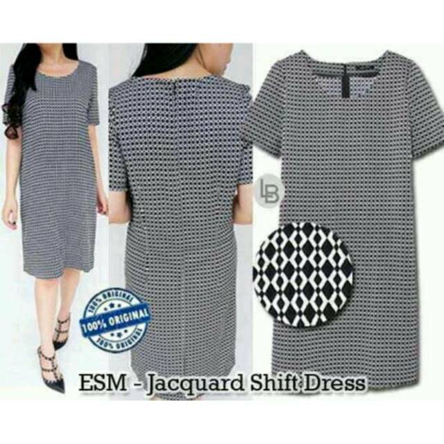 SALE Dress Esmara Jacquard Shift Black White
