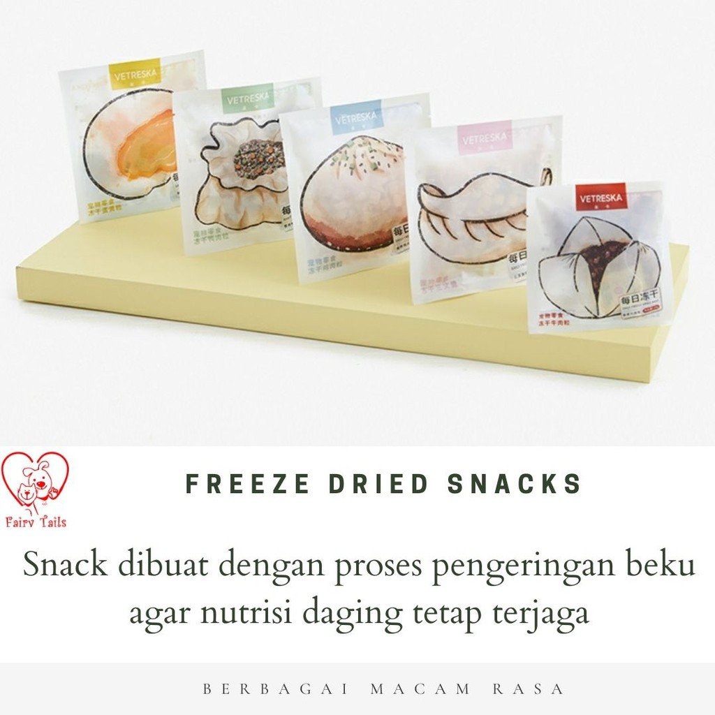 [Premium] Freeze Dried Snack Cemilan Sehat Kucing Kuliner China (Bakpao, Siomay, Kuotie, Pangsit)