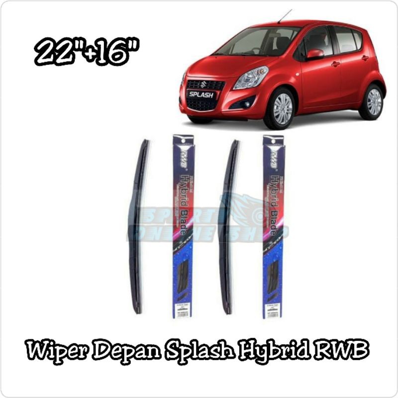 Wiper Depan Splash 22&quot;+16&quot; Hybrid Merk Rwb