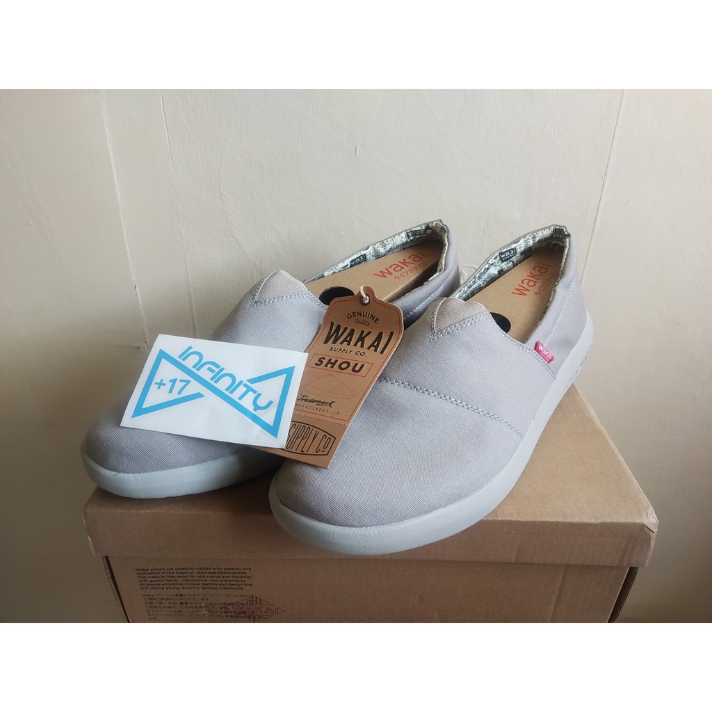 Wakai Original Shou Grey Men Big Size - Sepatu Wakai Slip On Abu Pria
