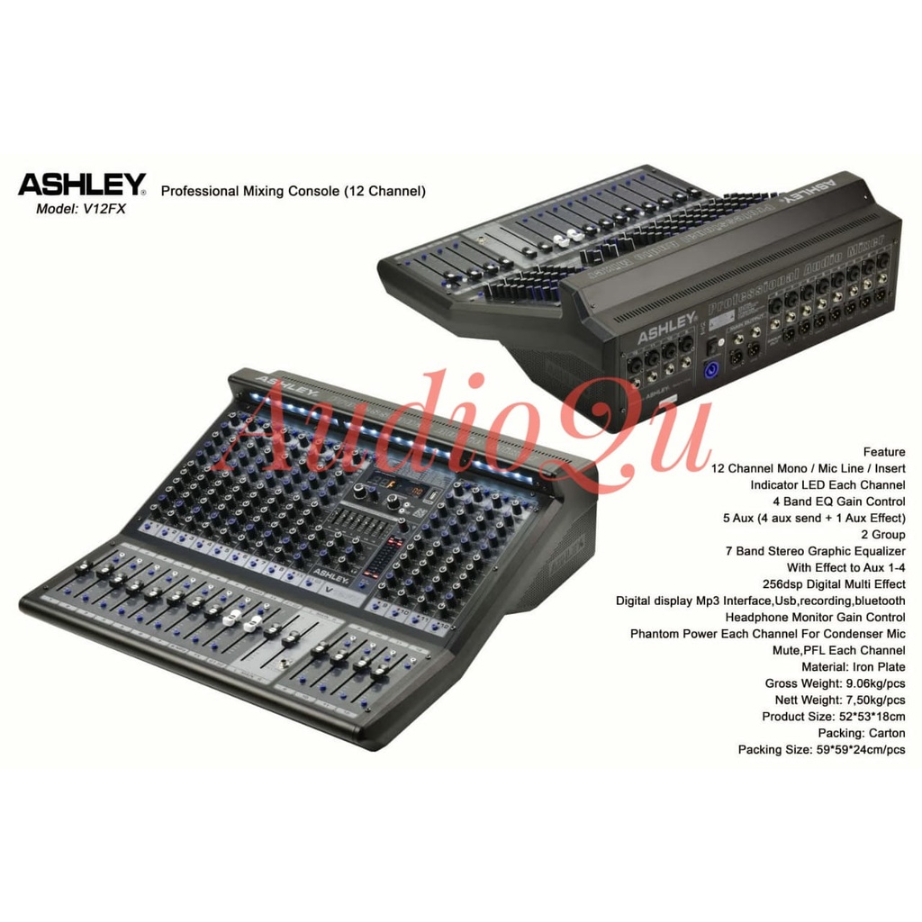 NEW MODEL MIXER AUDIO ASHLEY V12FX/ V 12FX/ V12 FX/ V 12 FX ORIGINAL 12 CHANNEL
