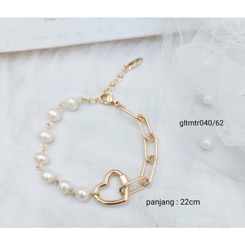Gelang Wanita Xuping Asli Rantai Sambung Mutiara Polos Lapis Emas 18k