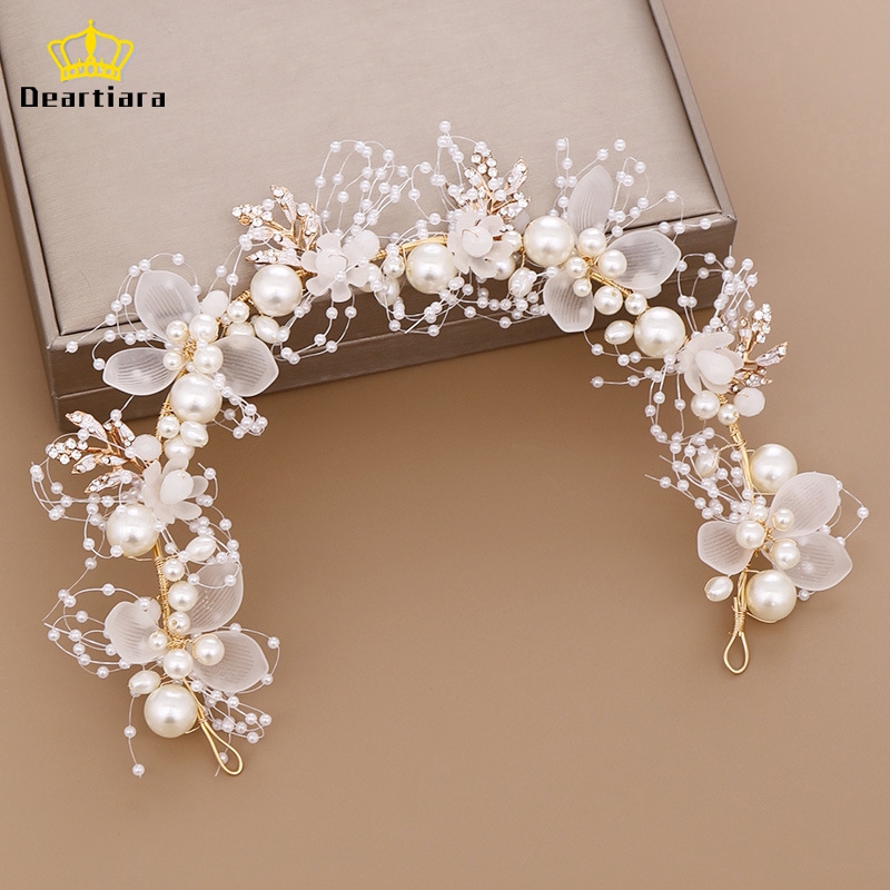 Bando Mutiara Topi Baja Buatan Tangan untuk Pernikahan Pengantin