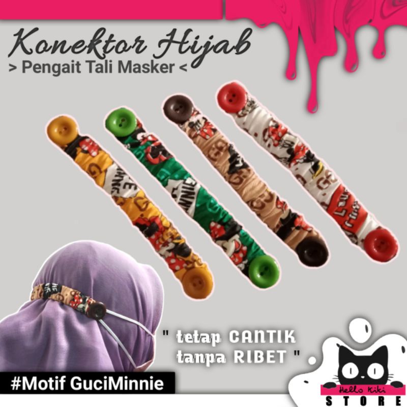Pengait Tali Masker konektor hijab Kancing Motif