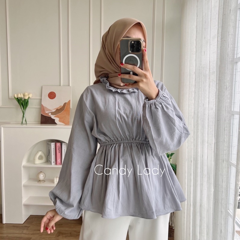 MYRA TOP BLOUSE CRINCLE PINGGANG KERUT