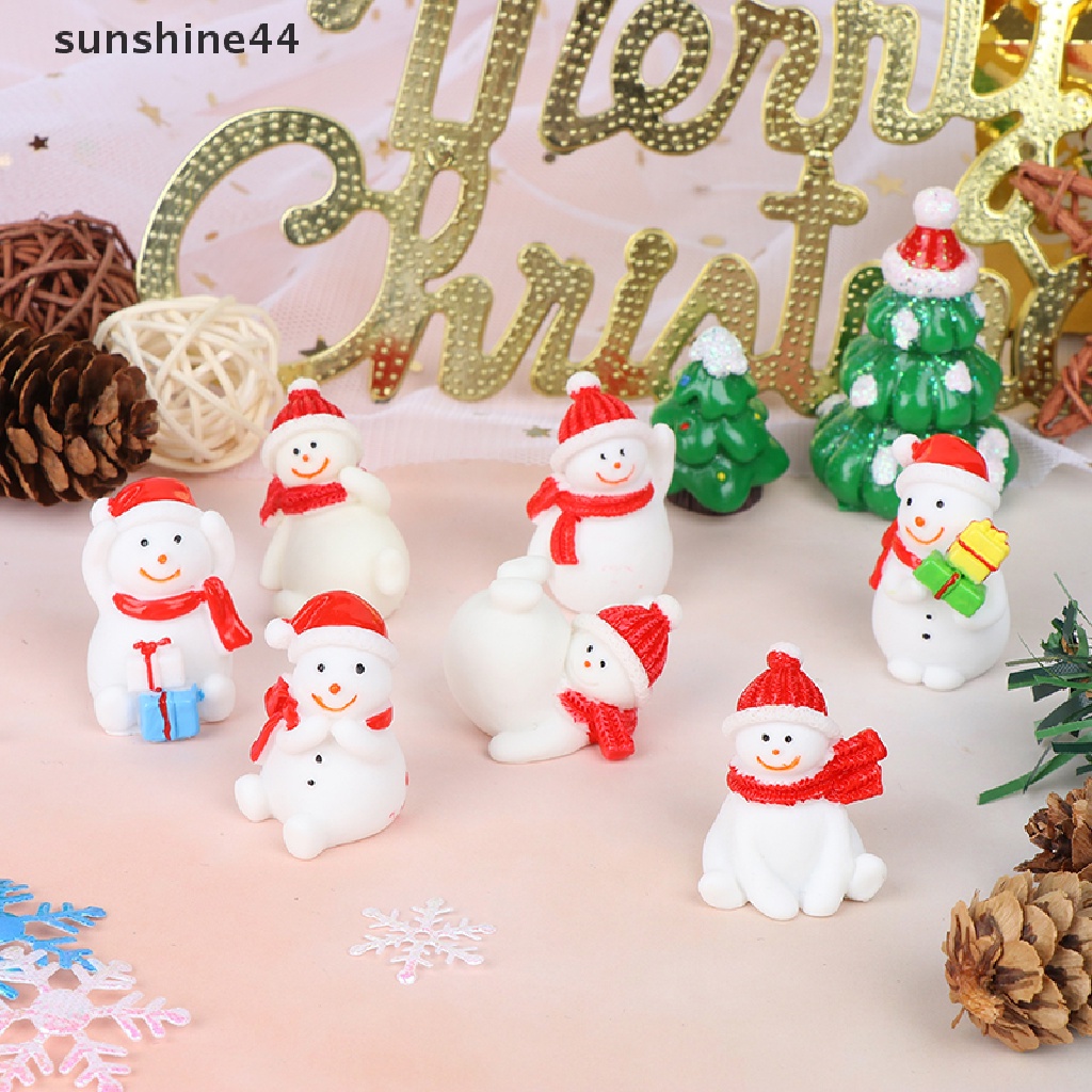 Sunshine Miniatur Figurin Snowman / Santa Claus / Pohon Natal Untuk Dekorasi Taman