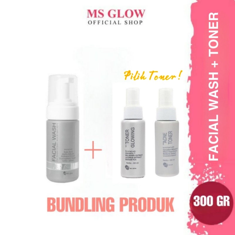 MS Glow Bundling Facial wash dan Toner - 2 Item