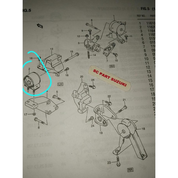 Engine Mounting Kiri Mesin Suzuki Splash.