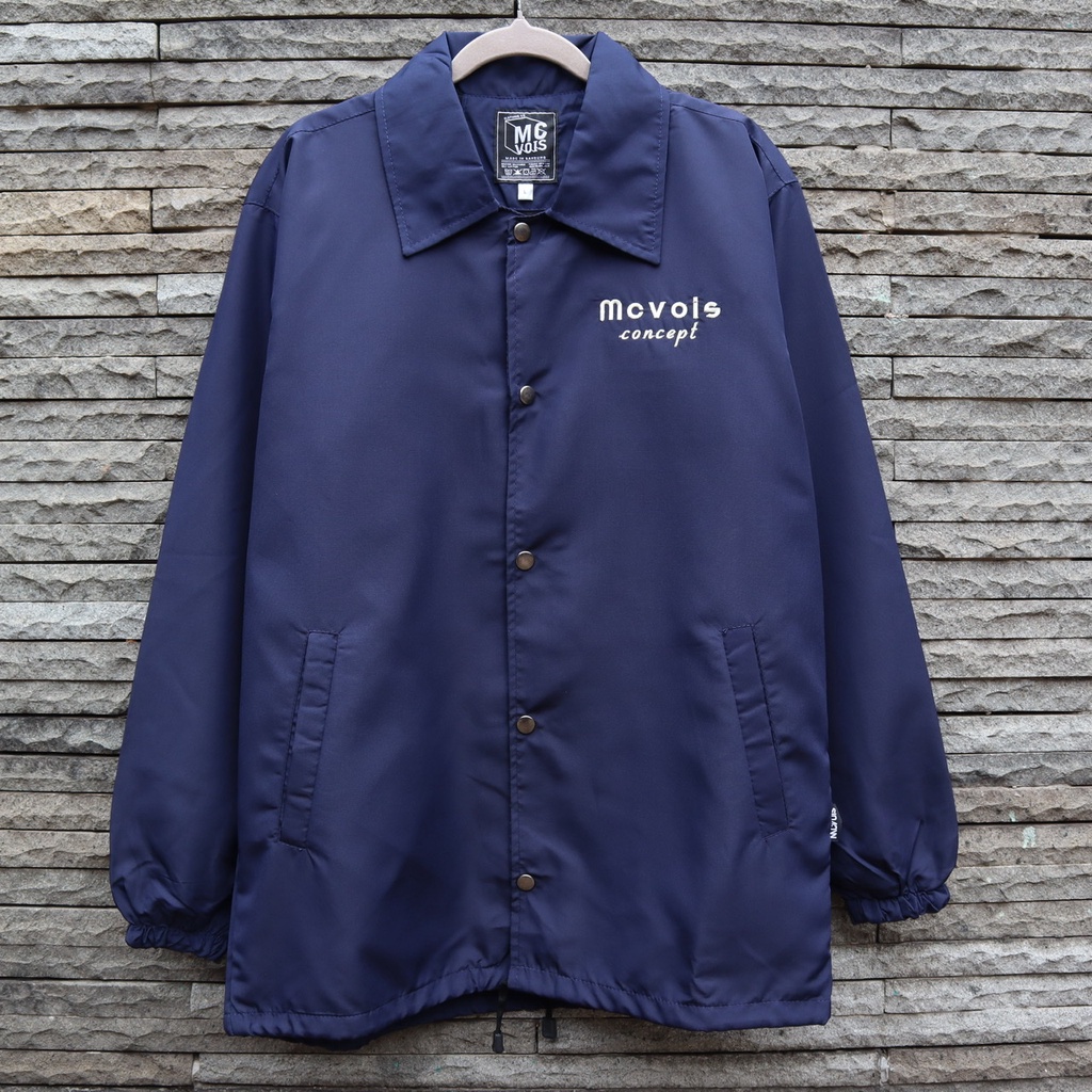 Jaket Coach Winbreaker Mcvois Jaket Pria Taslan Anti Air Premium-Coach Navy