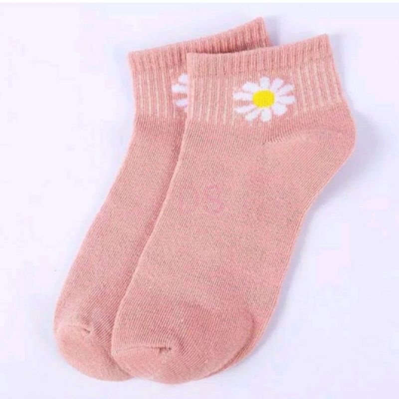 KAOS KAKI BERUANG WARNA WARNI REMAJA  PENDEK MATA KAKI / KAOSKAKI ANKLE CUTE BUNGA DAISY BEAR DS-FLOWER - PINK