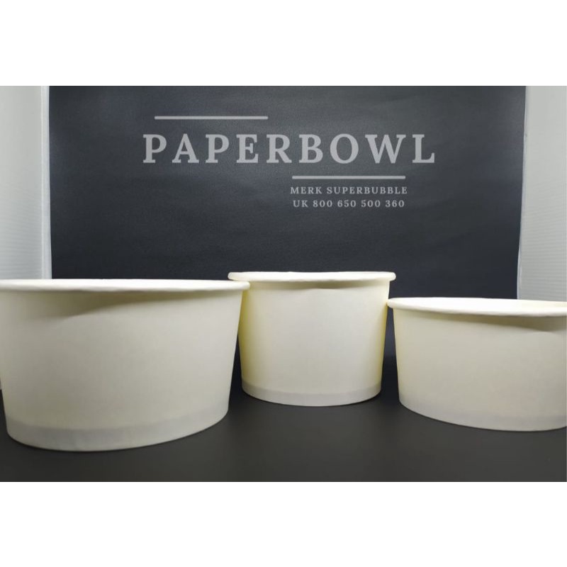 Paper Bowl Paperbowl (25) + tutup Mangkok kertas 360ml 500ml 650ml 800ml Bulat Putih
