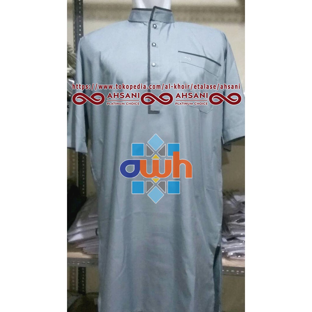 WANITA MUSLIM DEWASA MURAH - Gamis Atasan Pria AHSANI " Sulthon" Tangan Pendek