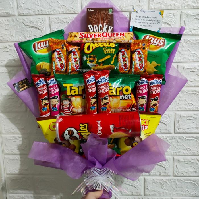 

Snack Bouquet Jajan Chiki Micin / Bucket Buket Makanan / Hadiah Wisuda Best Seller