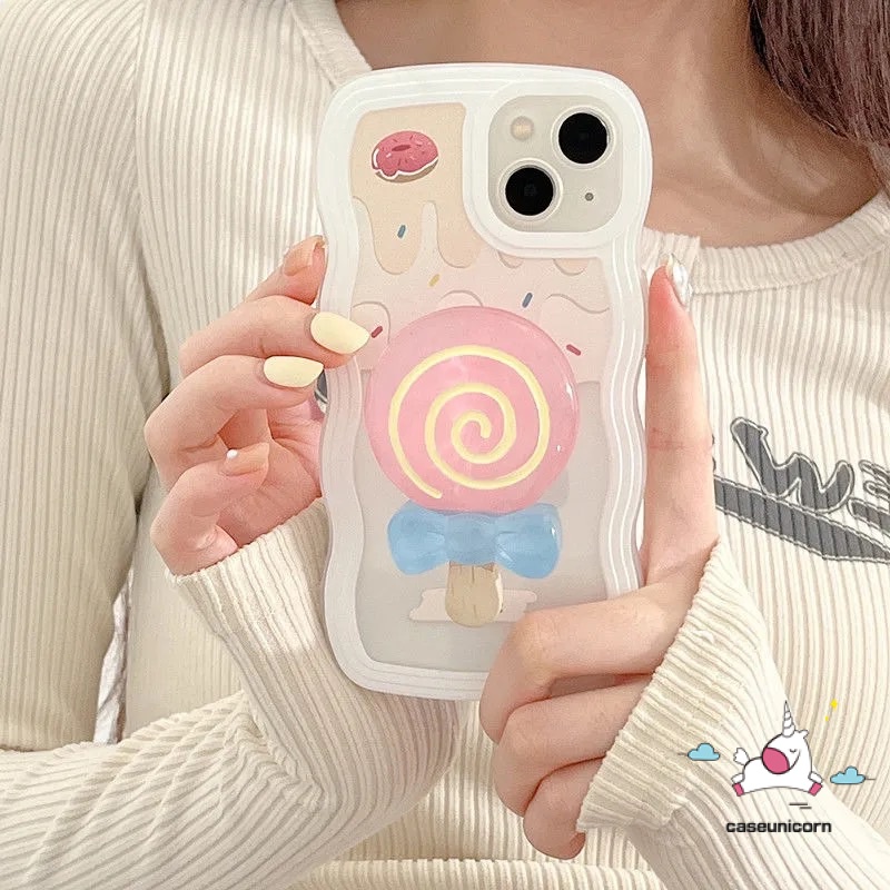 Soft Case Samsung A04s A12 A04 A14 A32 A50 A04E A50s A30s A13 A21s A03s A03 A02s A20 A30 A22 A33 A53 A52 A51 A31 A11 A52s A20s Tempat Lolipop Stand Ice Cream Wavy Penutup Tepi