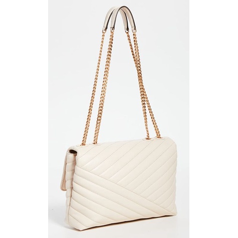 Tory Burch Kira Chevron Convertible Shoulder Bag Medium 27 Cm - Leather White