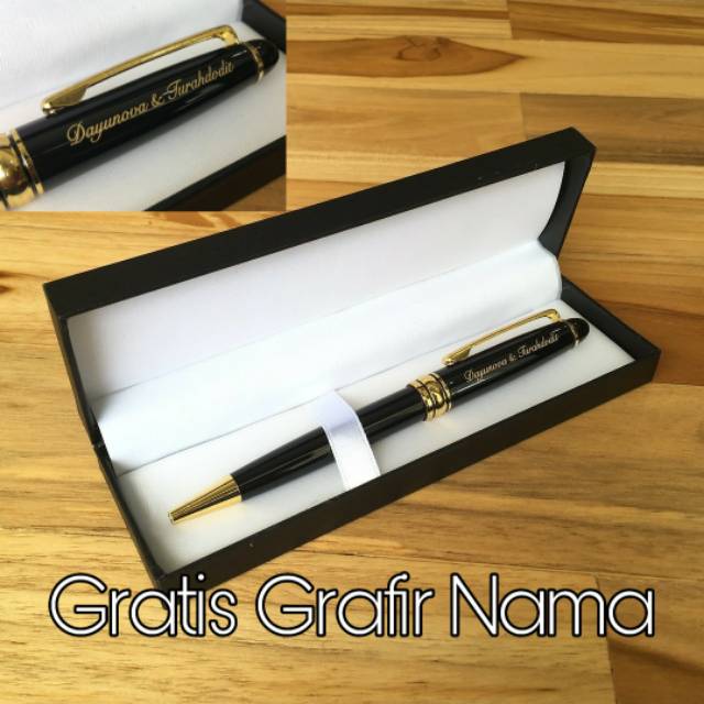 

Pulpen mewah import stainless model putar gratis Grafir nama