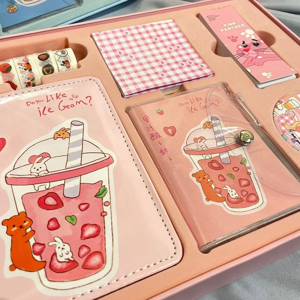 

(BOOMING) PAKET ALAT TULIS 7 IN 1 alat tulis jurnal kelinci/panda cewe ready 2 warna cantik lucu