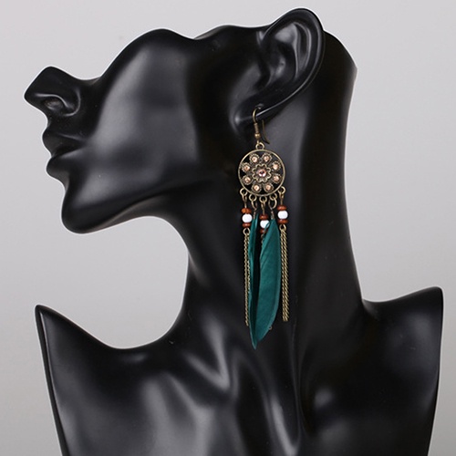 Hu Hu Hu Hu Hu Alat Bantu Pasang Kacamata♡ Anting Kait Gantung Desain Dream Catcher + Rumbai Bulu Gaya Vintage / Bohemian / Etnik Untuk Wanita