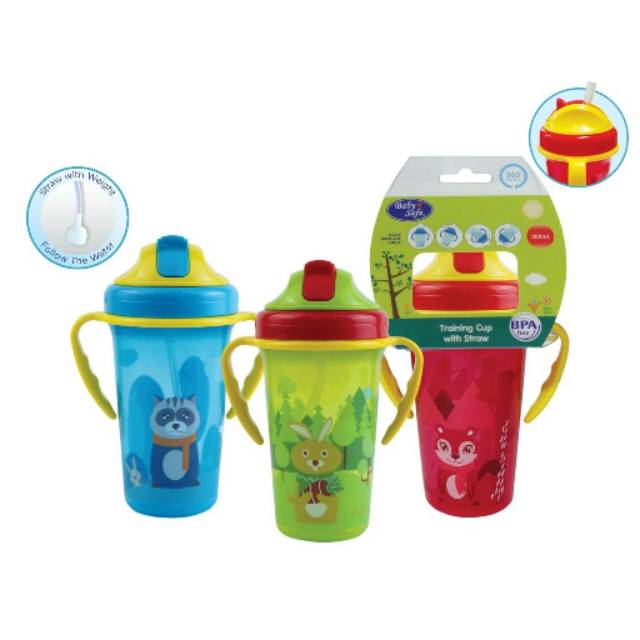 Baby Safe STRAW CUP with weighted pemberat 300ml JP020 botol minum anak training cup babysafe