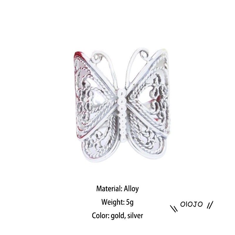 【COD】Cincin Butterfly Ukir Gaya Retro Vintage Eropa Dan Amerika Untuk Perhiasan