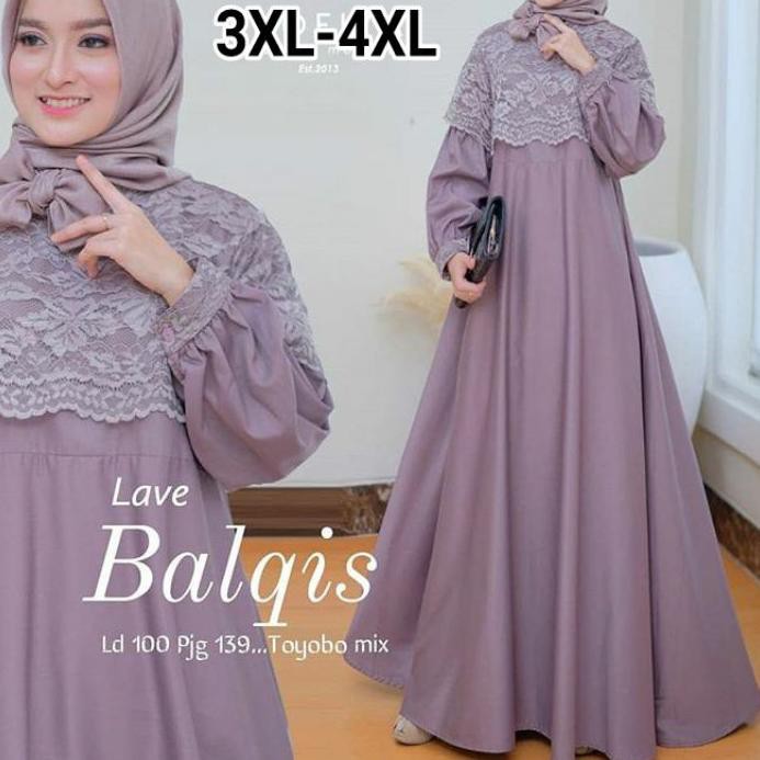 ▼ gamis jumbo ukuran L XL XXL XXXL 4XL ld 140 Balqis/gamis murah/Dress murah/gamis brukat ❄