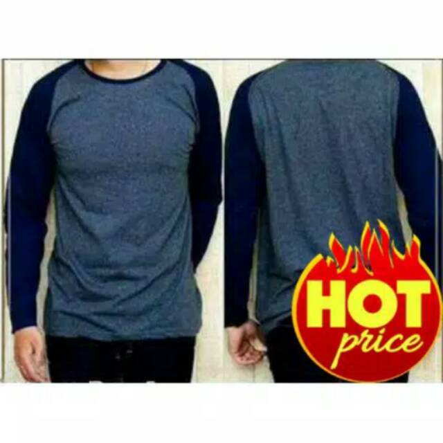 RAGLAN DARK NAVY Kaos Polos Lengan Panjang Raglan Reglan 