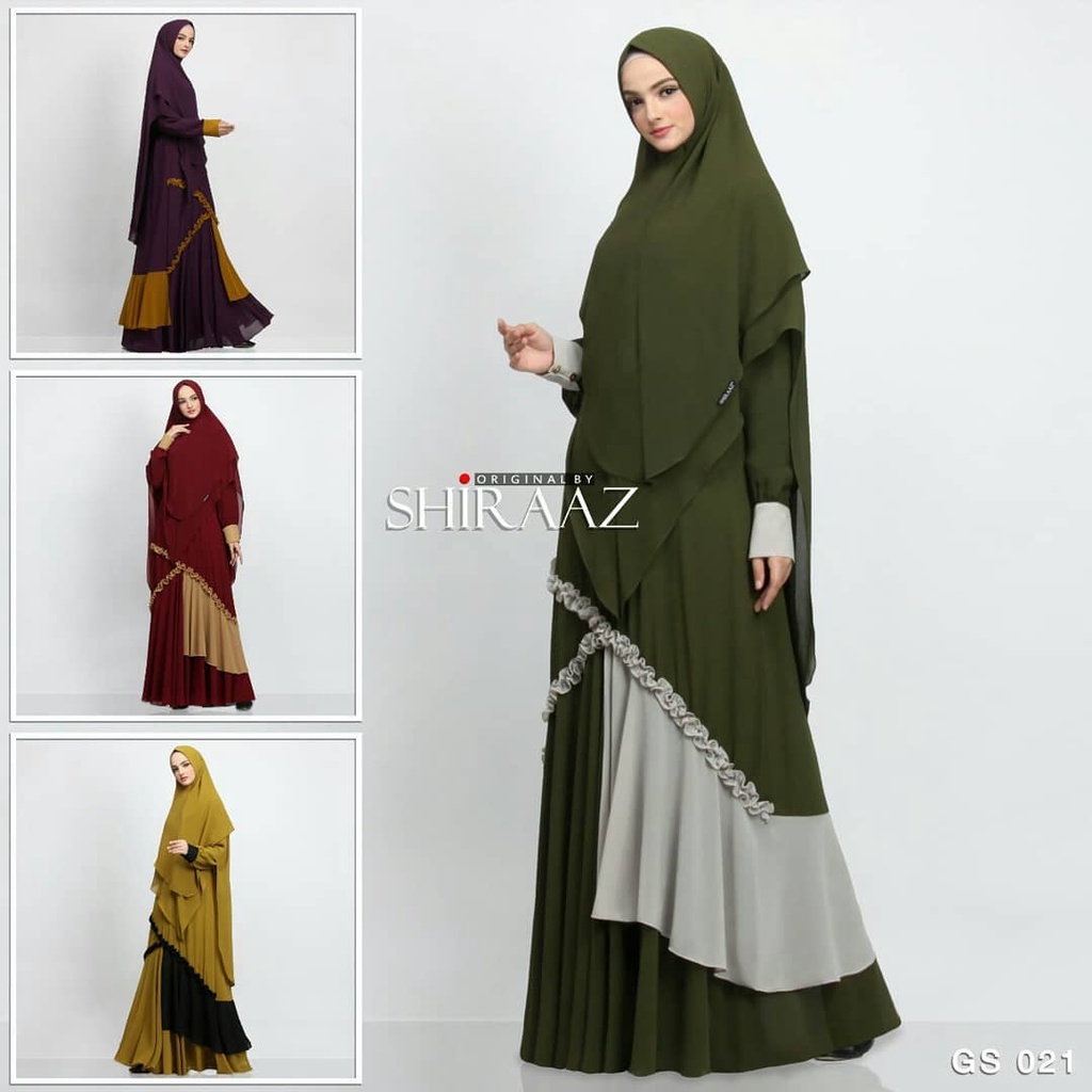 GAMIS SYARI SHIRAAZ GS 021 BORDIR SET KHIMAR | BAHAN BABYDOLL ARMANI  UKURAN ALLSIZE MURAH TERBARU