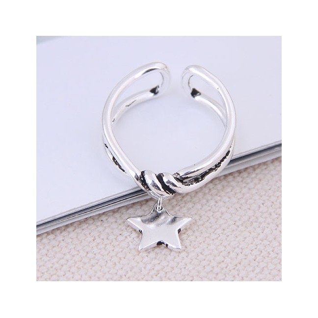 LRC Cincin Fashion Silver Pentagram Open Ring A59734