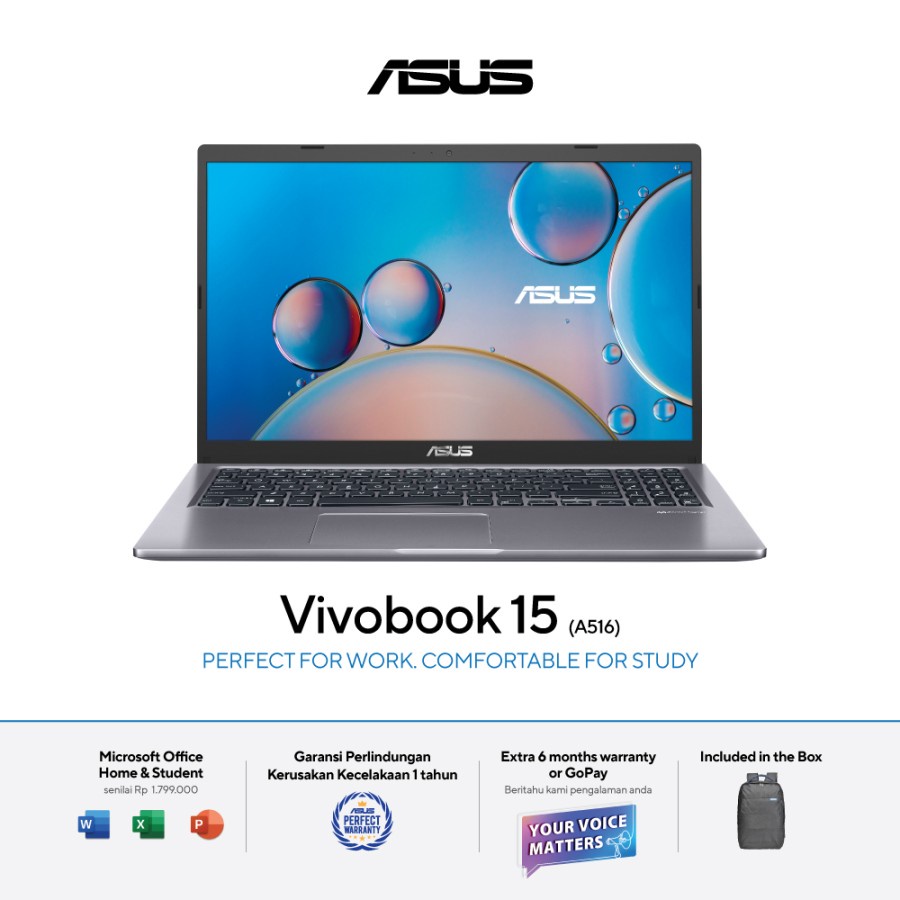 ASUS VIVOBOOK 15 A516JAO-VIPS355 Core i3-1005G1 4GB 512GB W11+OHS2021