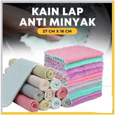 KAIN LAP ANTI MINYAK Piring Dapur Meja Microfiber Cuci Hand Towel Mini