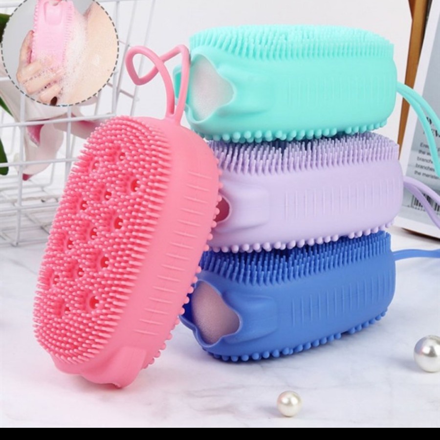Silikon bubble bath sikat mandi silikon busa foam spons shower puff