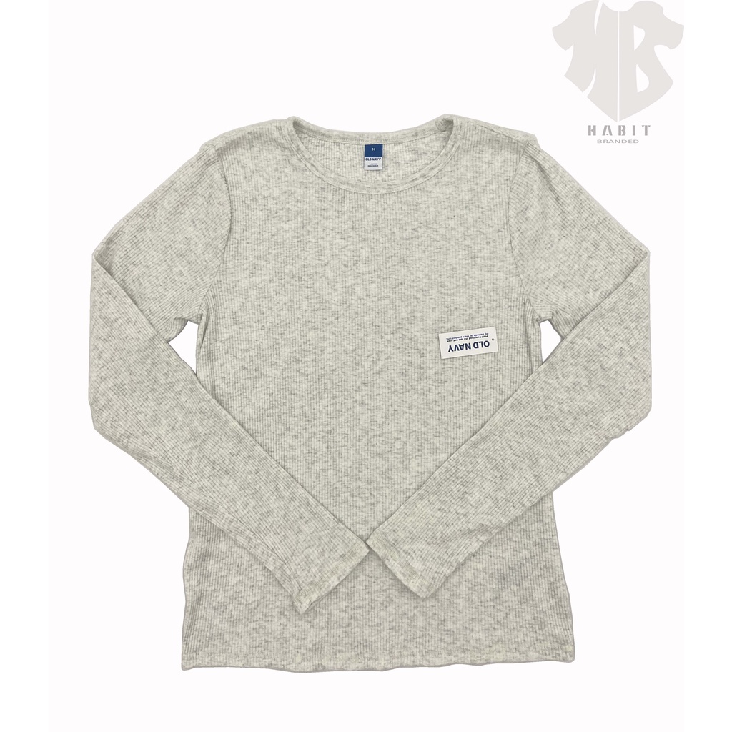 Old Navy Cozy Rib-Knit Long Sleeve | Kaos Waffle Lengan Panjang Wanita