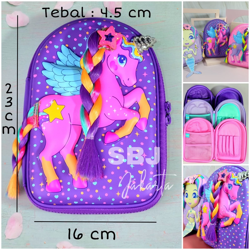 Tempat pensil Kotak Pensil Hardcase 3D EVA Mermaid Dolly Wishes Model seperti Smiggle