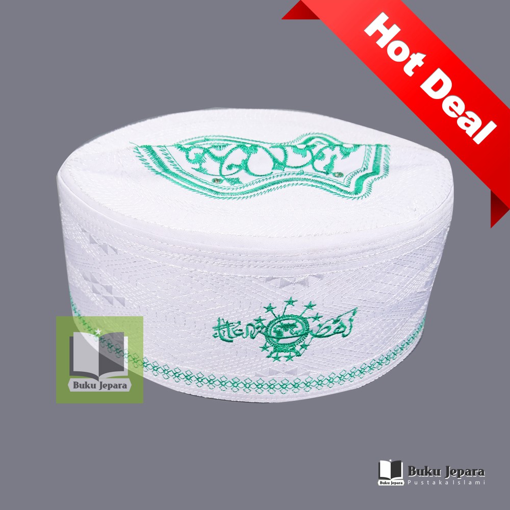 Kopiah | Songkok | Peci |Putih Terompah dan Lambang NU Nahdhotul Ulama