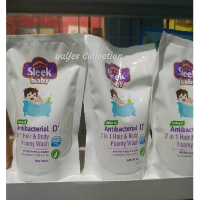 Sleek baby 120 - 250 - 300 ml botol hair &amp; body liquid soap sabun cair bayi mandi bottle 2in1 refill