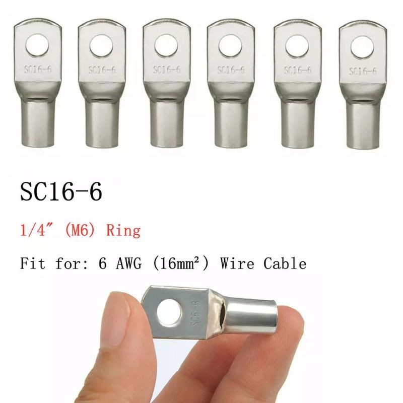 Skun SC16-8 Ring Terminal Lubang Baut Tembaga CABLE Crimp Kawat Konektor