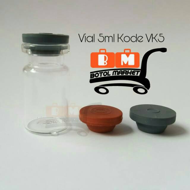 Botol vial kaca 5ml, 8ml, 10ml, 12ml, 15ml, 20ml kaca tutup karet ruber stopper botol kaca tester