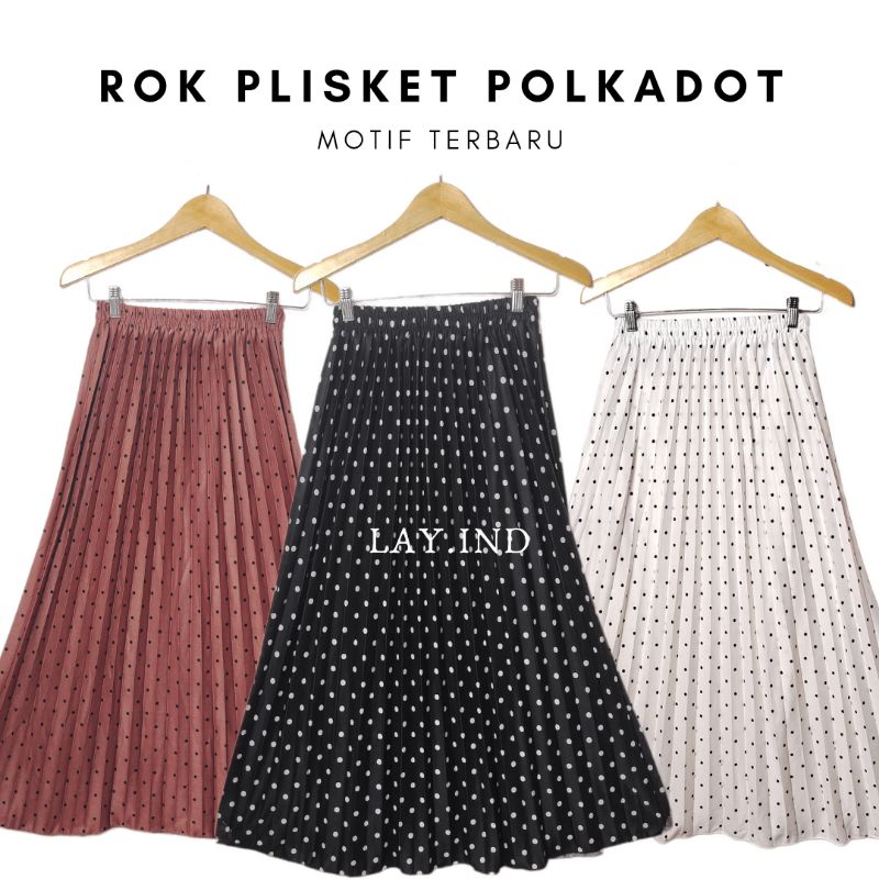 Rok Plisket Polkadot // Rok wanita