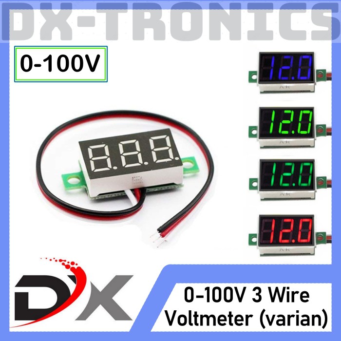 DC 0V - 100V Mini Voltmeter 0.36&quot; Digital Volt Meter 3 Kabel 0-100v