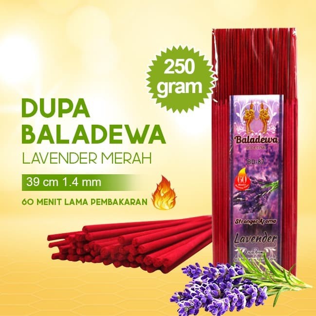 Dupa/ Hio Wangi Harum Baladewa 39 cm 250 gram 1.4 mm Lavender merah