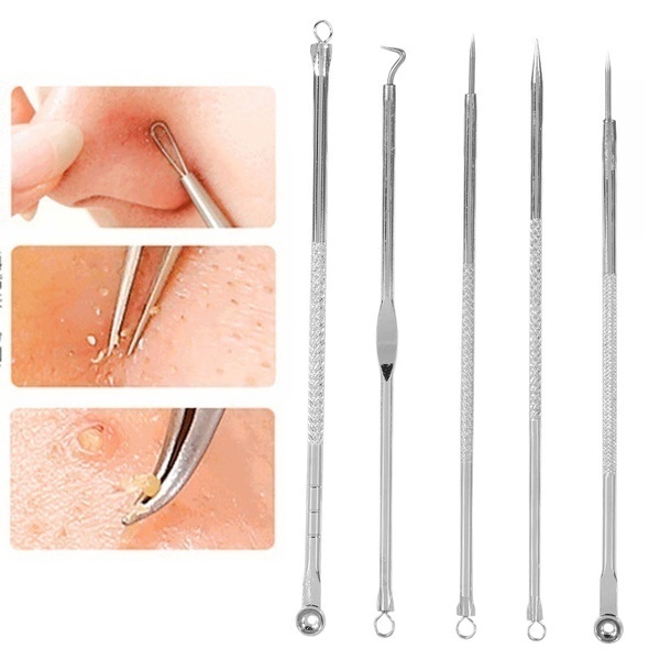 Komedo, jerawat dan set jarum komedo Set jerawat stainless steel    Acne removal needle set