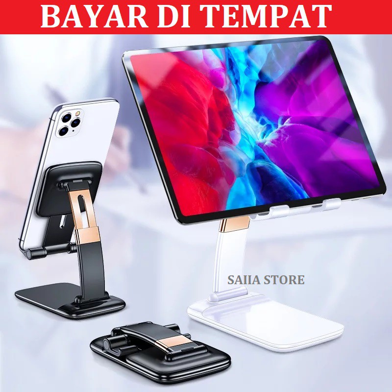 Metalik Holder Meja Untuk Smartphone dan Tablet Ipad - Holder Meja Bahan Metalik Generasi ke 4